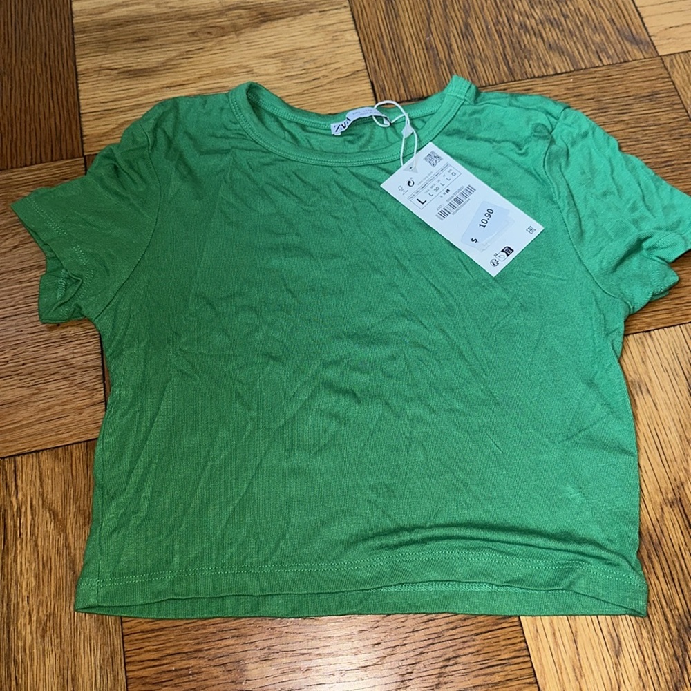 Zara Green Crop Tee